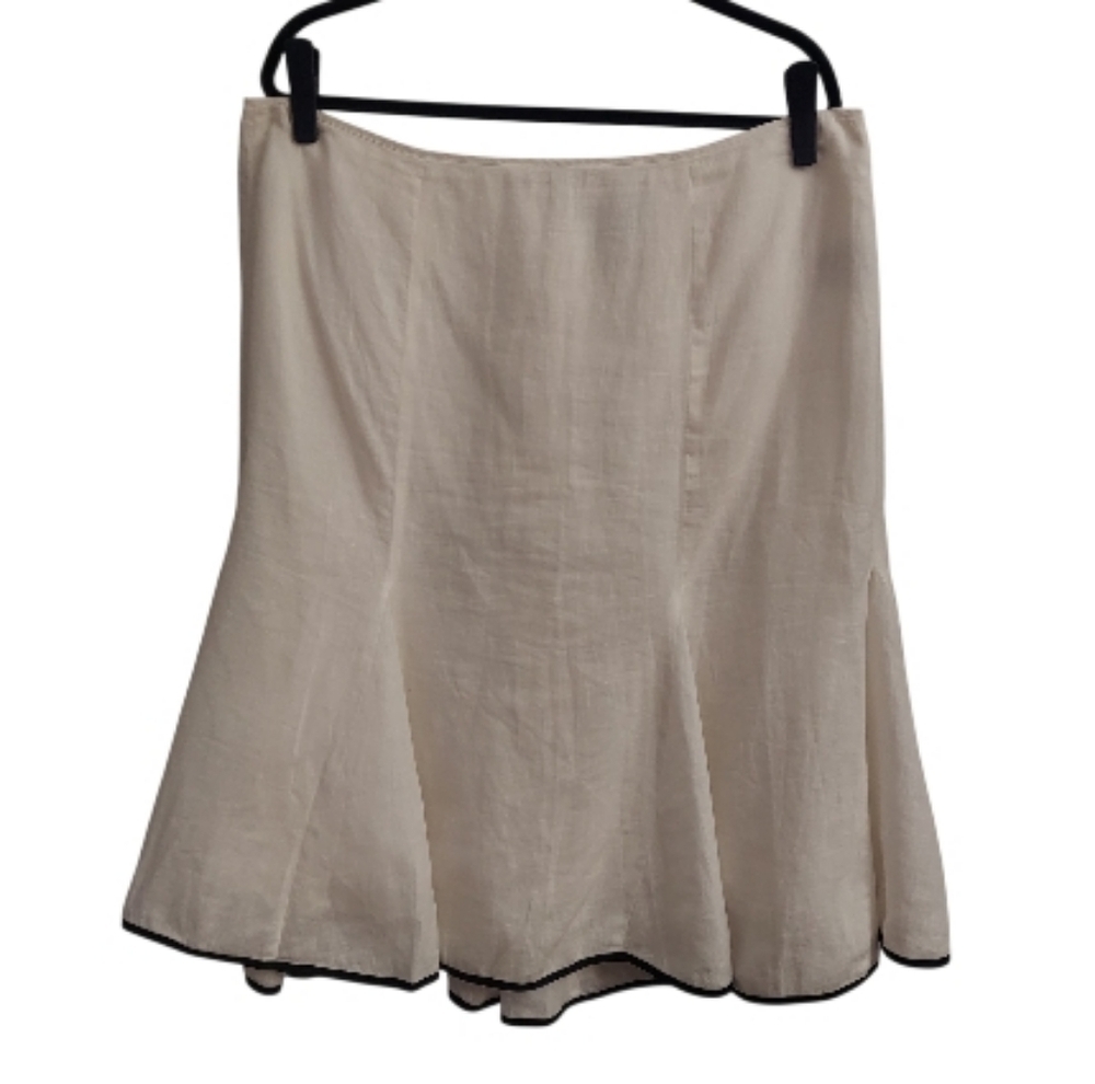 LAUREN RALPH LAUREN White Linen Fluted Hem Lined Skirt 16